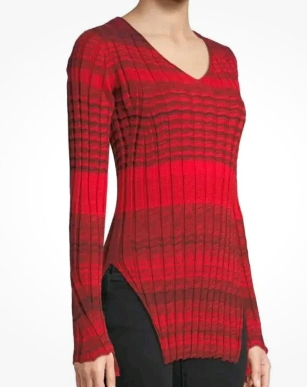 NEW Helmut Lang Ribbed Knit Sweater Wool Striped Lightweight Medium Quiet Luxury
